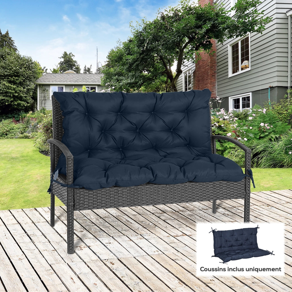Cuscino per divano da giardino 2 posti ¨C zephmum ¨C blu scuro 100x98x8 cm