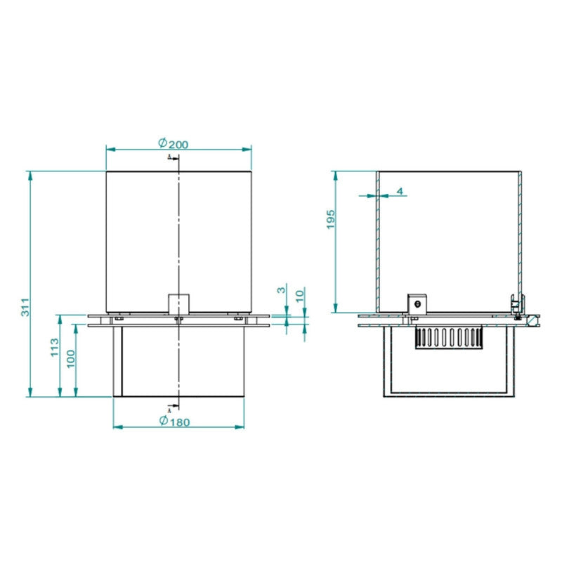Bruciatore Tondo Bioetanolo Inox 1,5 L diam.25 cm. con Vetro e Lana di Roccia – Divina Fire