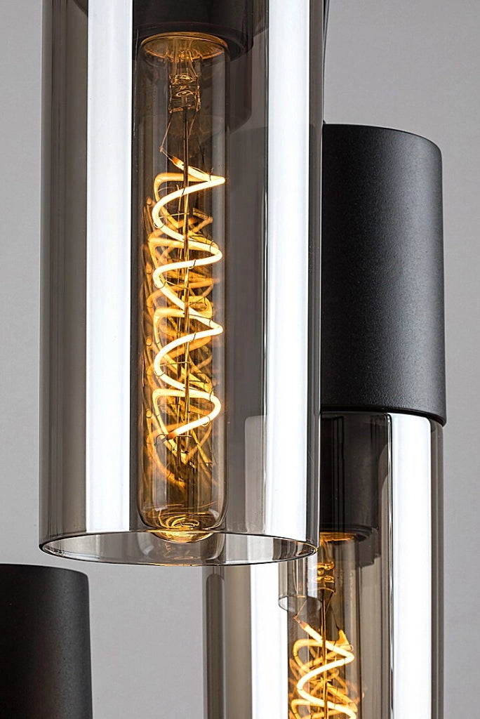 Lampadario Rabalux Ronno 4xE27 nero vetro fumé Ø30