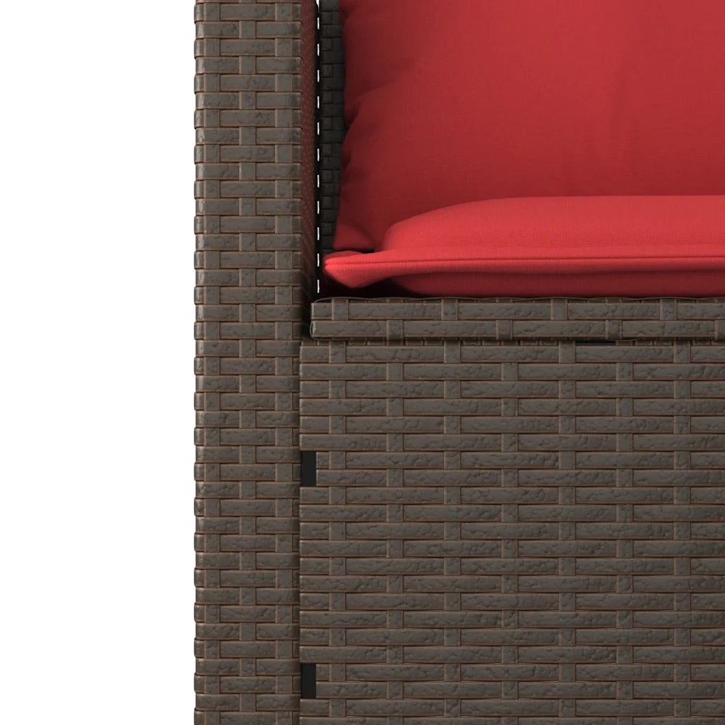 Set Divani da Giardino 3 pz con Cuscini Marrone in Polyrattan 365465