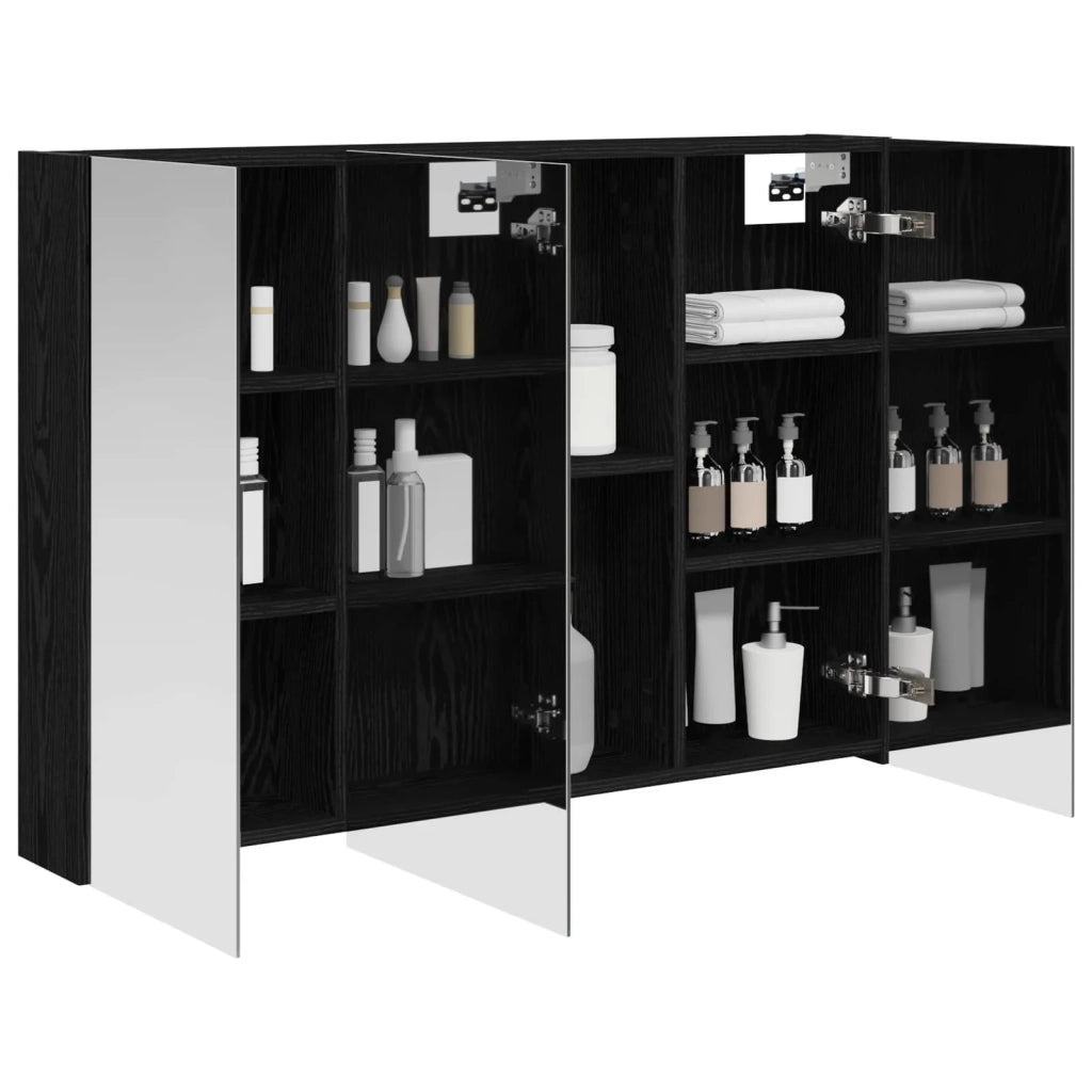 Mobiletto per specchio da bagno Rovere Nero 100 x 14,5 x 70 cm