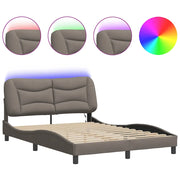 Letto matrimoniale | Letto per adulti | Giroletto con LED senza Materasso Hvar Tortora 140x190 cm in Tessuto