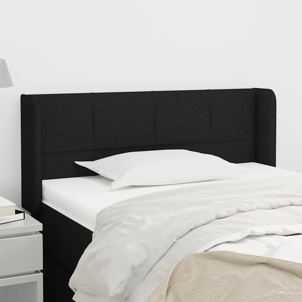 Testiera ad Orecchio-Testata con Orecchie Nera 83x16x78/88 cm in Tessuto 438635