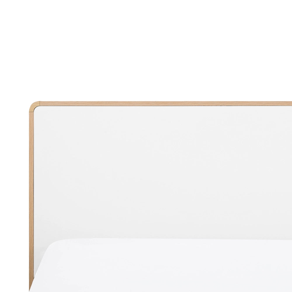 Letto a doghe in legno e testiera bianca 160 x 200 cm Illuminazione a LED Design scandinavo a doppia dimensione