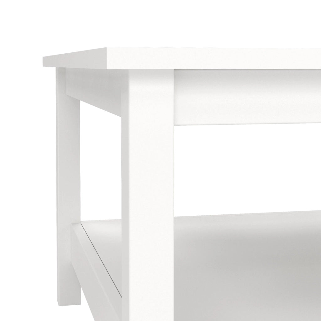 Tavolino da salotto Casato, Tavolo basso da caffè, Portariviste per divano, Ripiano da soggiorno, 81x81 h45 cm, Bianco