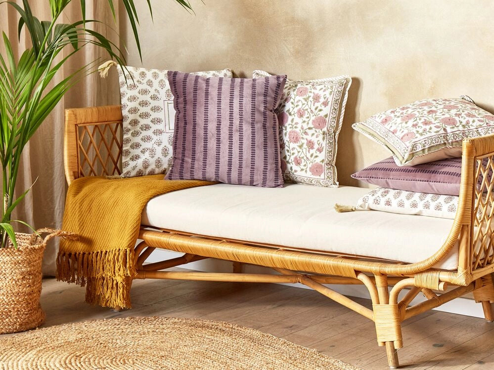 Cuscino in velluto a righe 45x45 cm rosa stile boho camera da letto soggiorno
