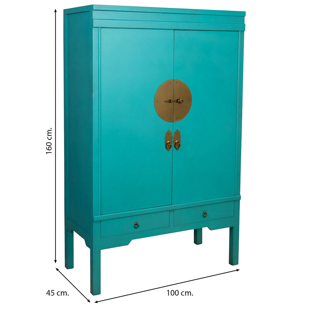 Armadio in legno con 4 cassetti e 2 porte 63x26x100