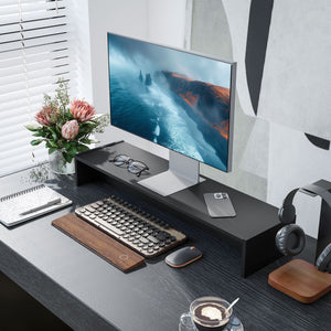 Supporto per Monitor 2 Vani 100x27x15 cm in Legno Nero