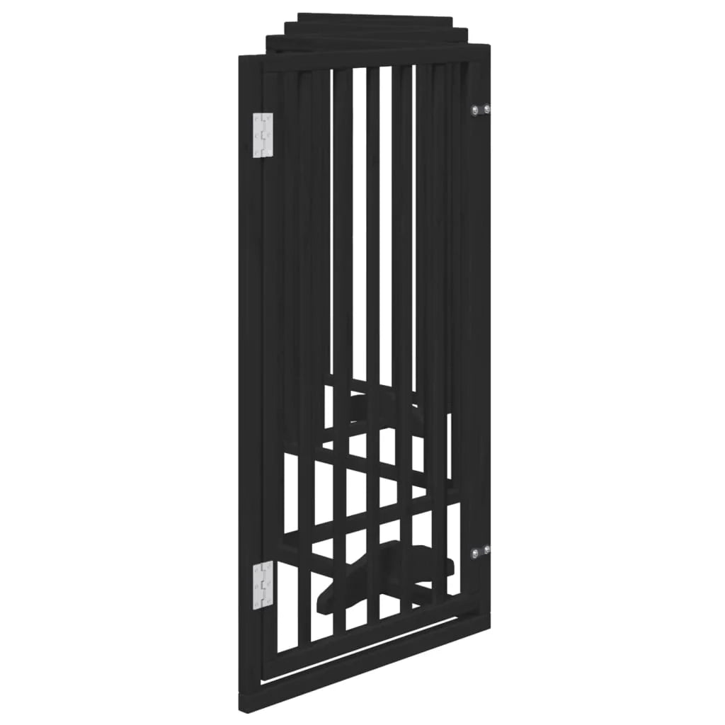 Cancelletto e porta di sicurezza per animali domestici 6 pannelli legno di pioppo nero 02_0023363