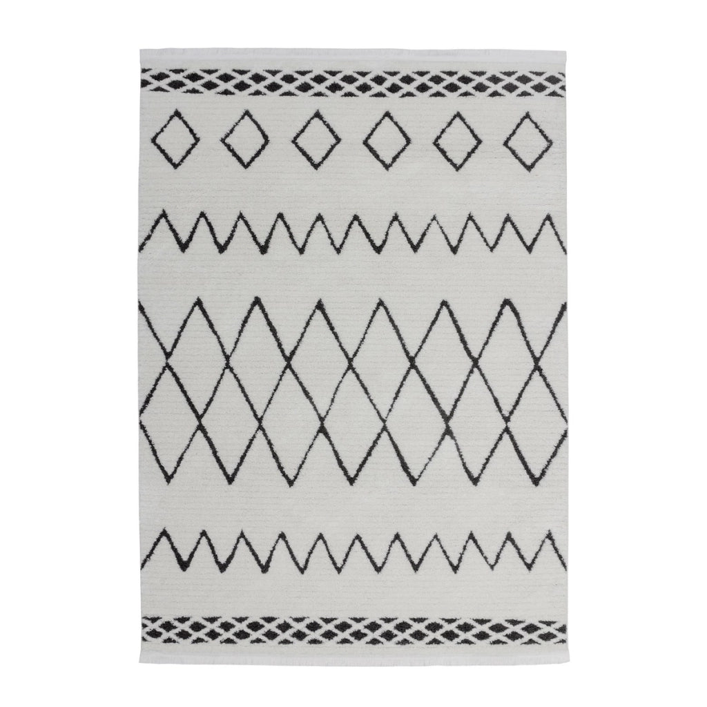 Tappeto Agadir 300 con motivi geometrici bianco e nero