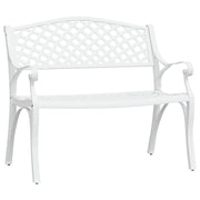 Panca da giardino mobili da esterno per patio terrazza 102 x 50 x 83 cm alluminio pressofuso bianco 02_0011145