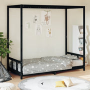 Giroletto per Bambini Nero 90x200 cm in Legno Massello di Pinocod mxl 79713