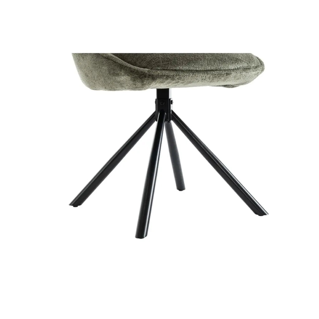 Set di 2 sedie YUMENA – Tessuto verde – Piedi in metallo – Design compatto – Eleganza naturale e robusta