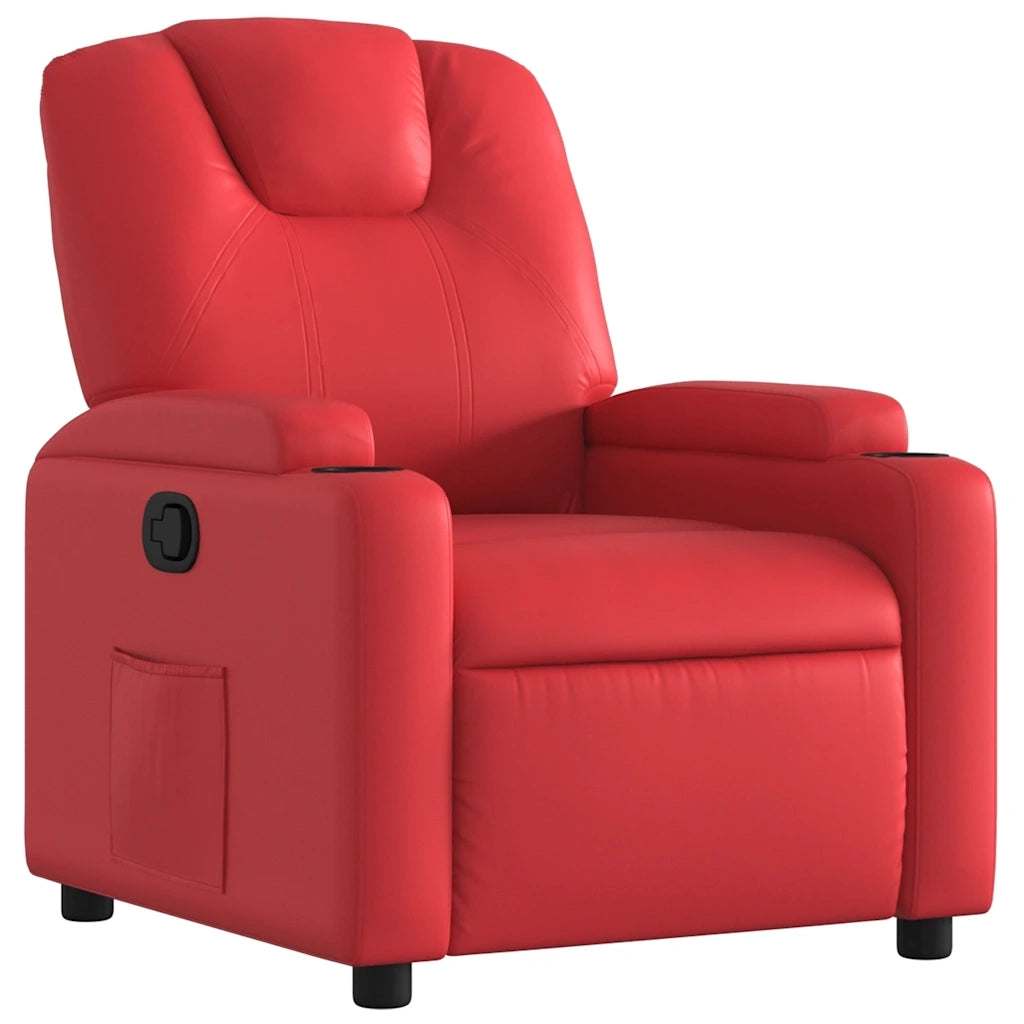Divano Sedia-Poltrona Reclinabile Rossa in Similpelle 328853