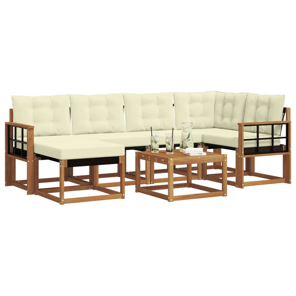 Set di divani da esterno con cuscino 7 pcs Naturale e Crema