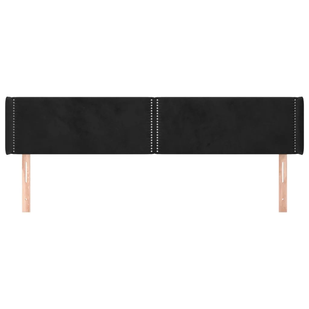 Testiera ad Orecchio Nera 203x16x78/88 cm in Velluto