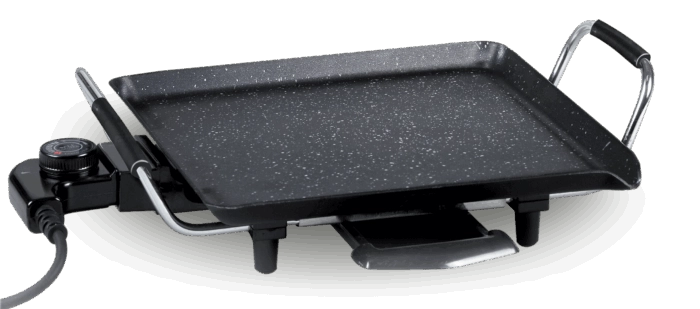 Piastra grill elettrica 1200W da tavolo 27x27 cm con rivestimento ceramico marmo e controllo temperatura - Sogo