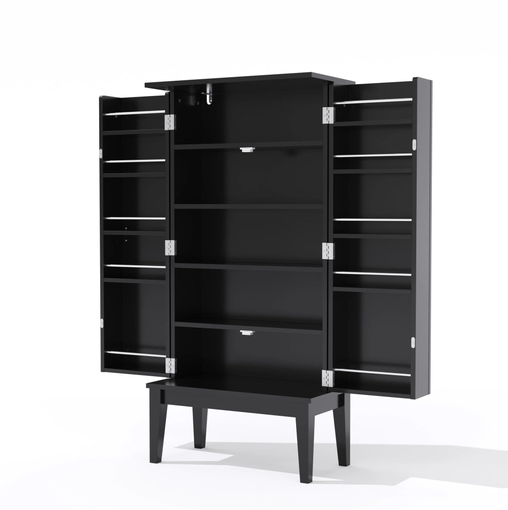 Armadio contenitore 120x59x30 cm con 5 ripiani e 2 ante; in MDF; nero