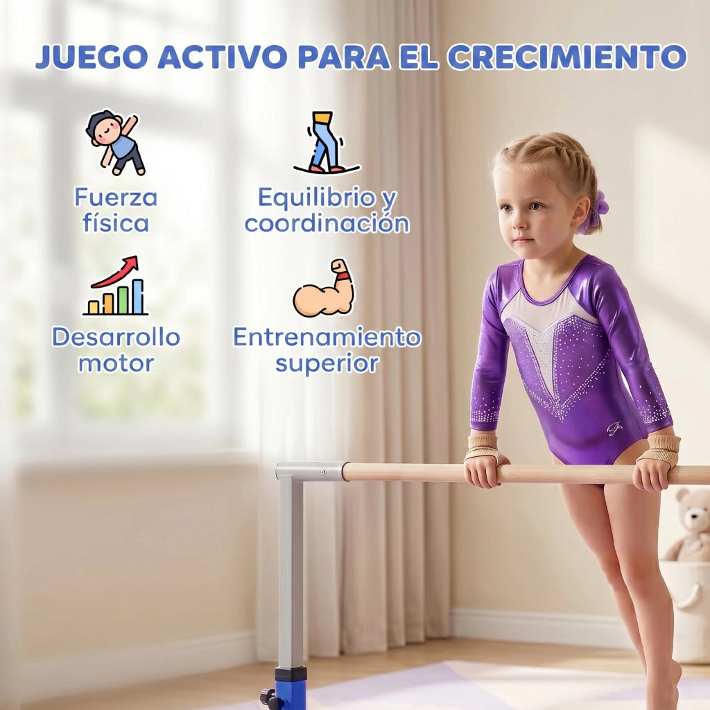 Sbarra Ginnastica Bambini Regolabile 92-150 cm ¨C Zephmum ¨C 194x121x150 cm Blu
