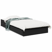 Letto singolo | Letto per adulti | Giroletto con Cassetti Nero 75x190 cm in Legno Multistrato