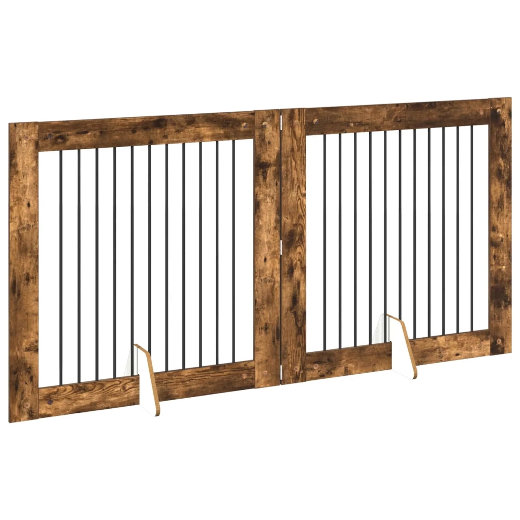 Cancello per cani con supporti 2 pcs Rovere Fumo 100 x 100 cm