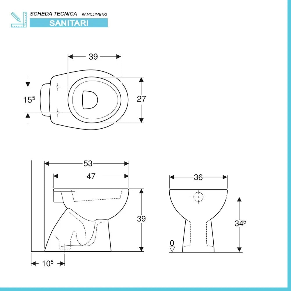 Sanitari tradizionali Geberit con scarico a terra e copriwc  Colibrì