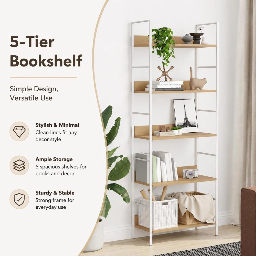 Bookshelf With 5 Shelves, Oak, 60x27.6x158.5 Cm, Engineered Wood