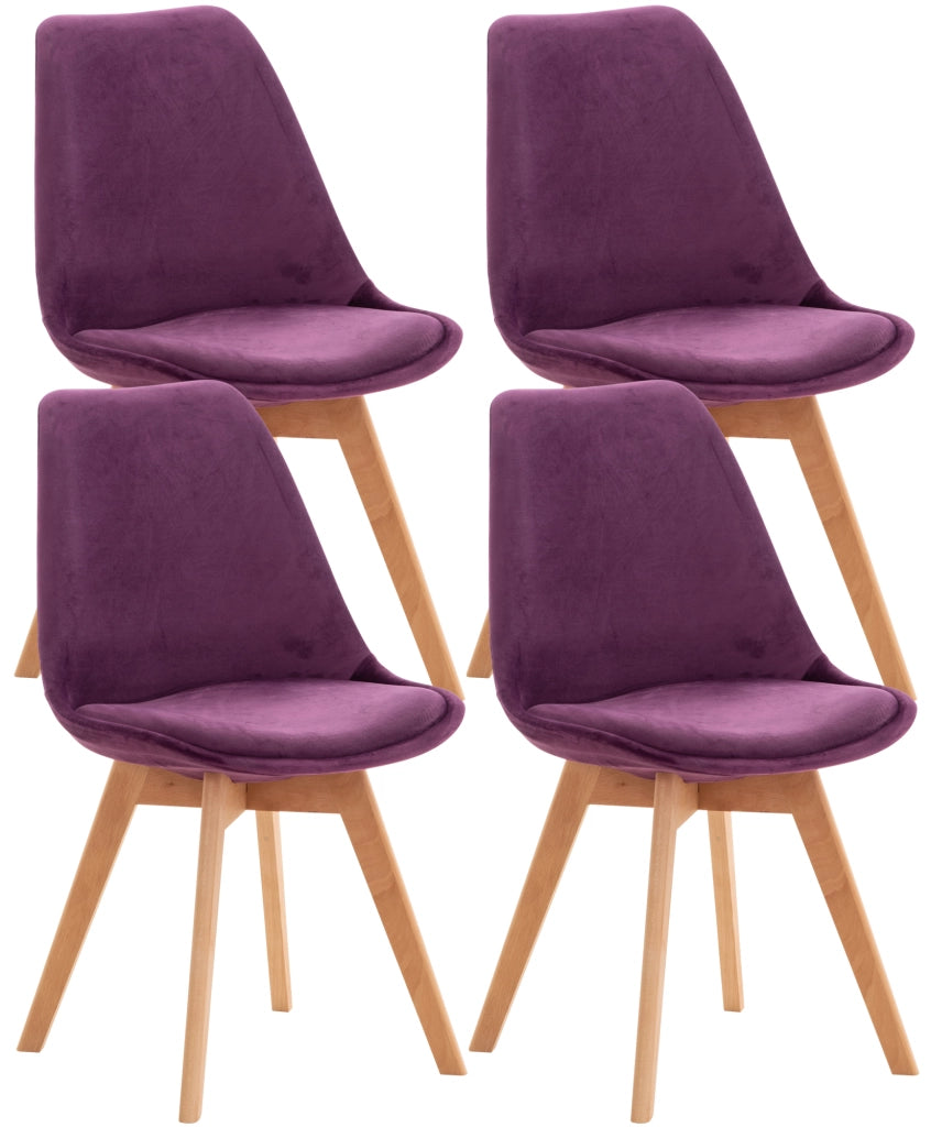 Set 4 Sedie Pranzo Linares viola,Velluto