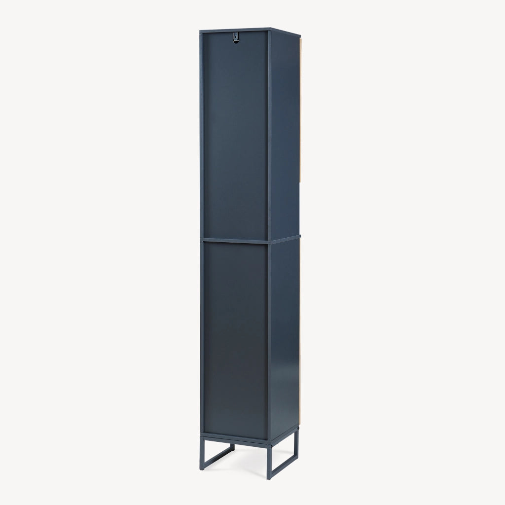 Mobile a Colonna Svanes con 2 Ante in Bambù e 6 Scomparti 170 x 30 x 30 cm - Grigio Scuro/Naturale [en.casa]