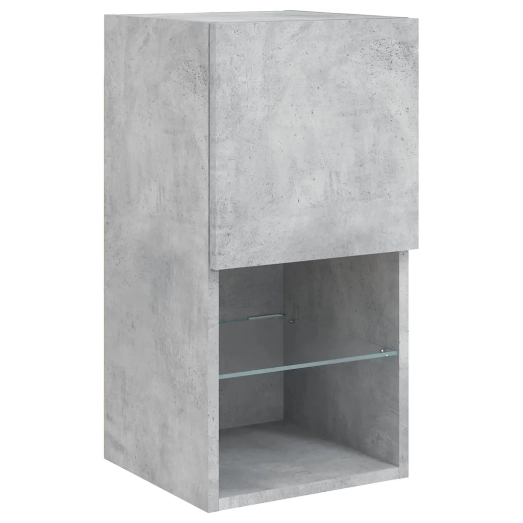 Mobili TV a Muro con LED 6 pz-Credenza per TV sospesa Grigio Cemento Legno Multistrato 252143