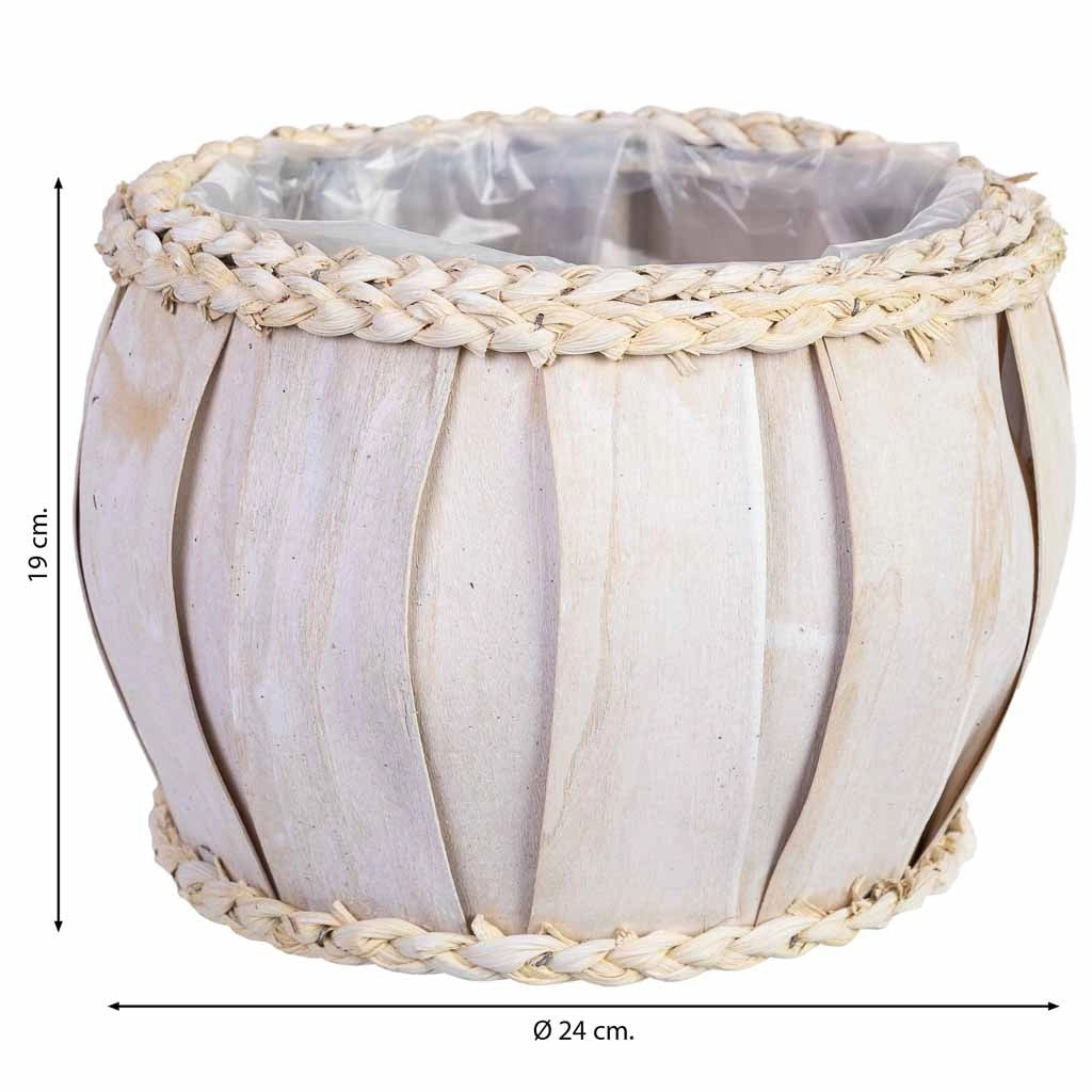 Cesto tondo in legno bianco 24x24x19h cm
