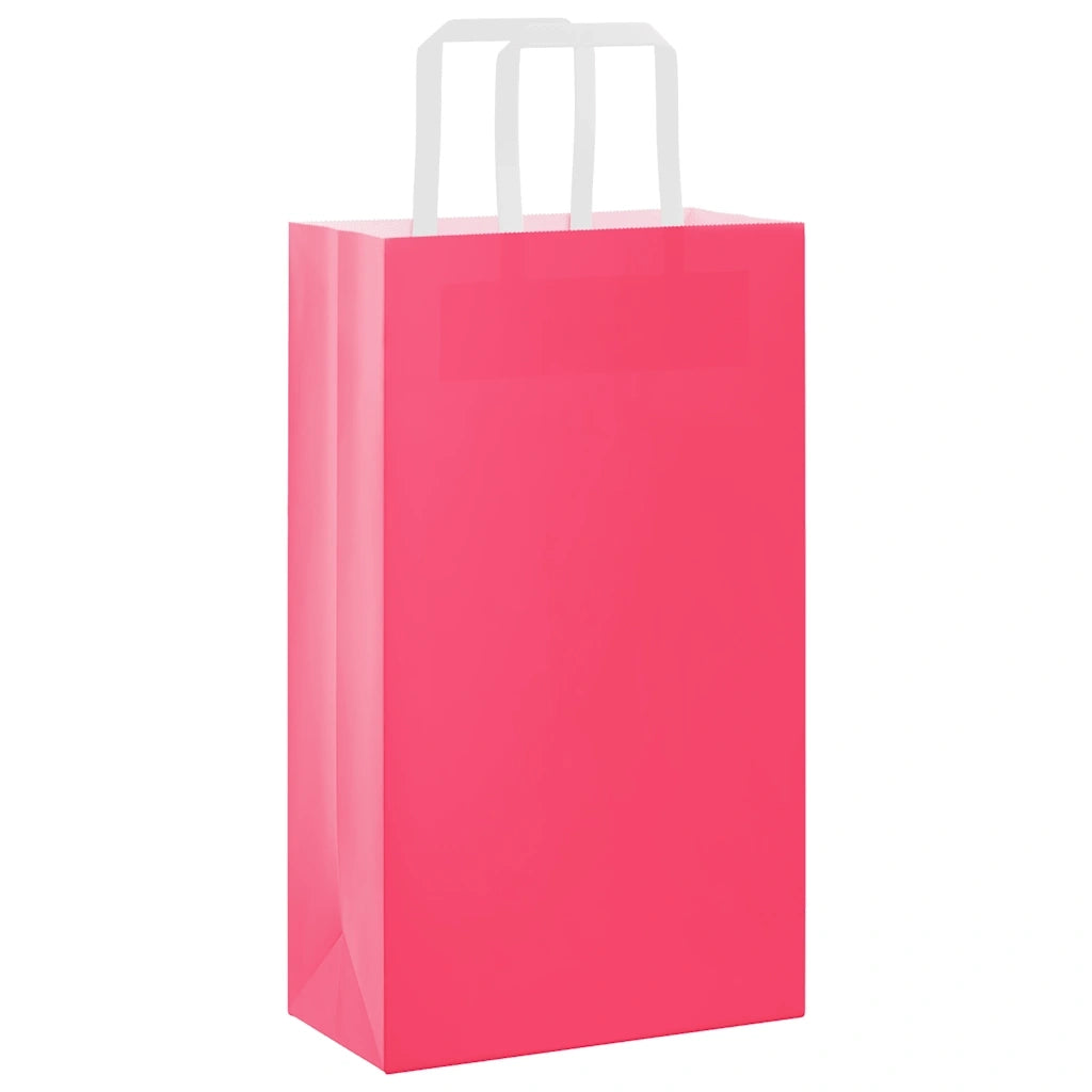 Sacchetti di Carta 250 pz con Manici Rosa 21x11x36 cm