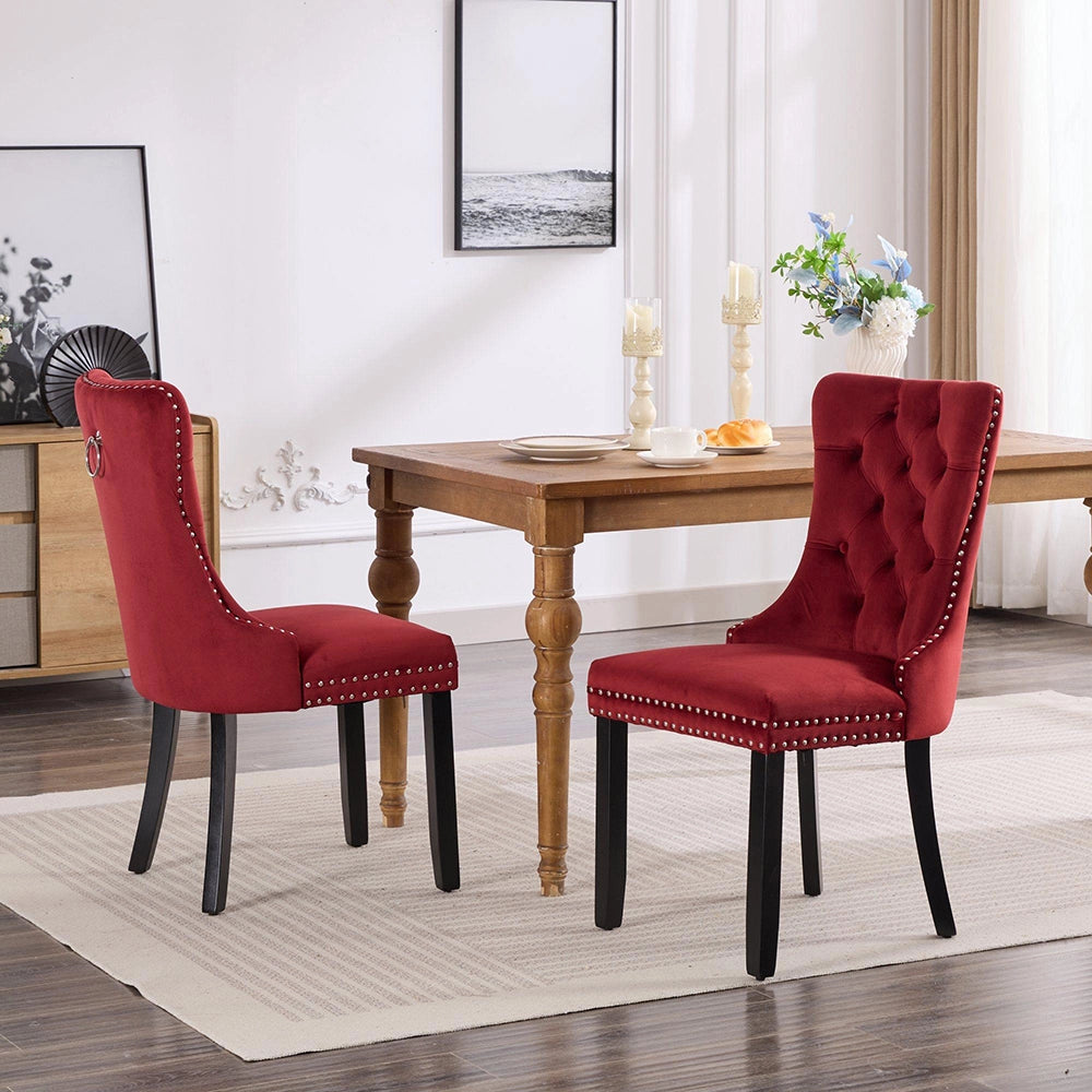 Set 2 sedie Nikki - Xylo - velluto bordeaux gambe legno