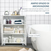 Mobile Bagno Moderno 60x30x80 cm con 2 Ante e Maniglie Argentate in MDF Bianco