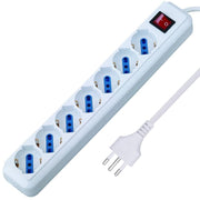 Trade Shop - Multipresa Shuko Bipasso 10 E 16 Amp 6 Posti Ciabatta Elettrica Con Interruttore -