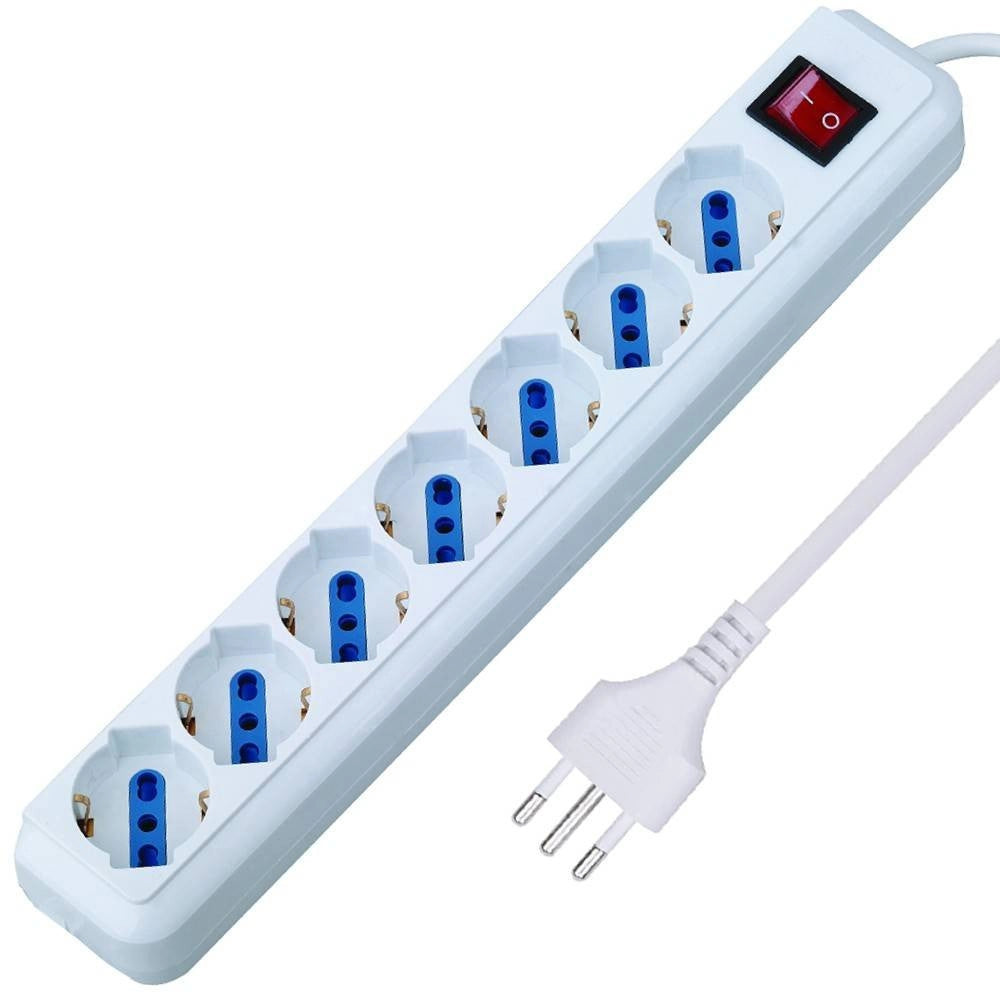 Trade Shop - Multipresa Shuko Bipasso 10 E 16 Amp 6 Posti Ciabatta Elettrica Con Interruttore -