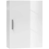 Armadietto Bagno da Parete in Legno con 3 Ripiani Regolabili in Vetro su 3 Livelli, 40x15x55 cm, Bianco