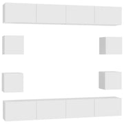 Set Mobili Porta TV 8 pz | Armadietto TV | Mobile Porta TV Bianco in Legno Multistrato