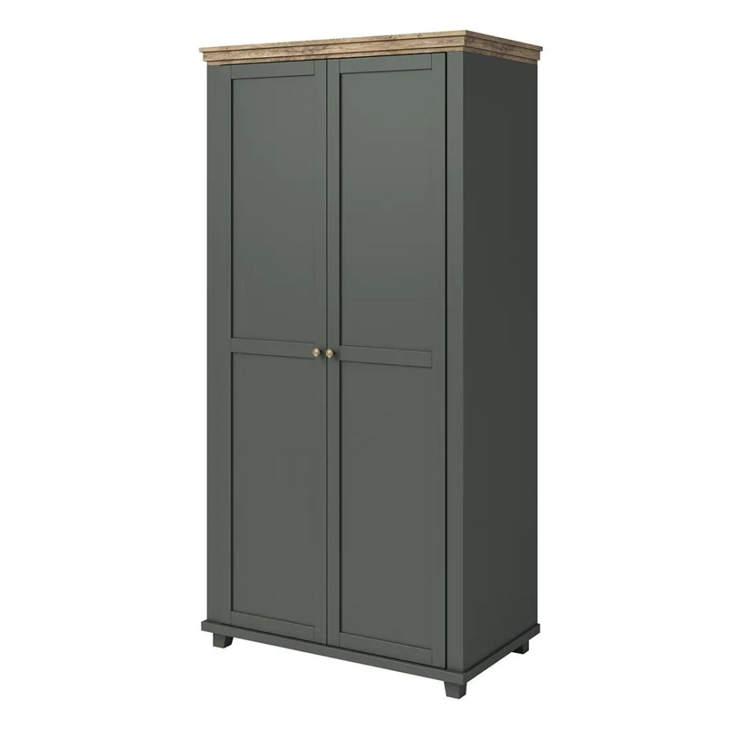 Armadio 110x220 con 2 porte. Colori verde e rovere. Collezione ASSIA.