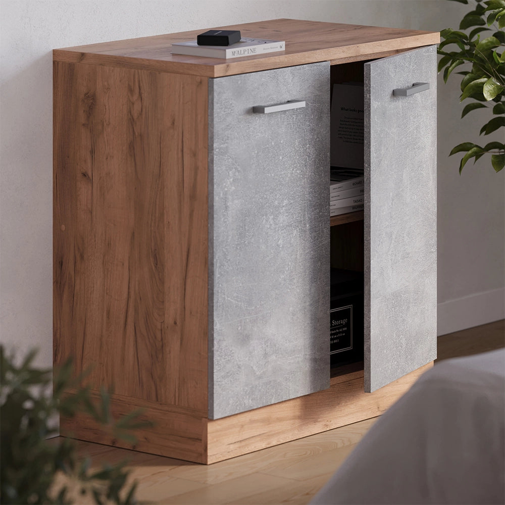 Mobile per mansarda Rion Calcestruzzo/Rovere dorato 80 x 83.8 cm senza inclinazione con 2 ante Vicco