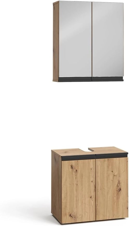 Set di mobili da bagno Torren, Artigiano, 60 cm, composto da specchio da bagno e mobile sottolavabo