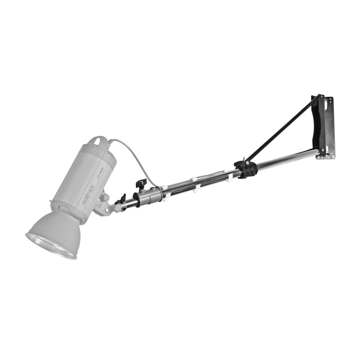 Supporto a parete per illuminazione fotografica 120-215 cm, 1200 x 250 x 80 mm, max 4 kg, con Spigot, per faretti luci flash studio fotografico