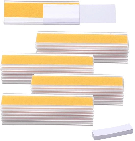 Etichette adesive trasparenti - 50 pezzi - Materiale PVC - Dimensioni 7,6 x 2,5 cm - Carta plastificata - Adesivi per supermercato/libreria/scuola