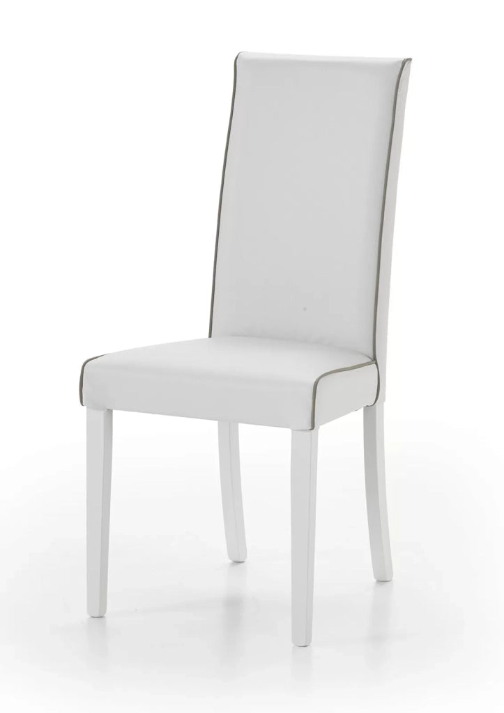 set 2 sedie imbottita bianca ecopelle filo tortora (6040) - Mobili 2G