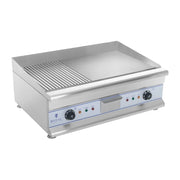 Plancha elettrica rigata 75 cm 2 x 3200 watt professionale in acciaio inox 3614043/2