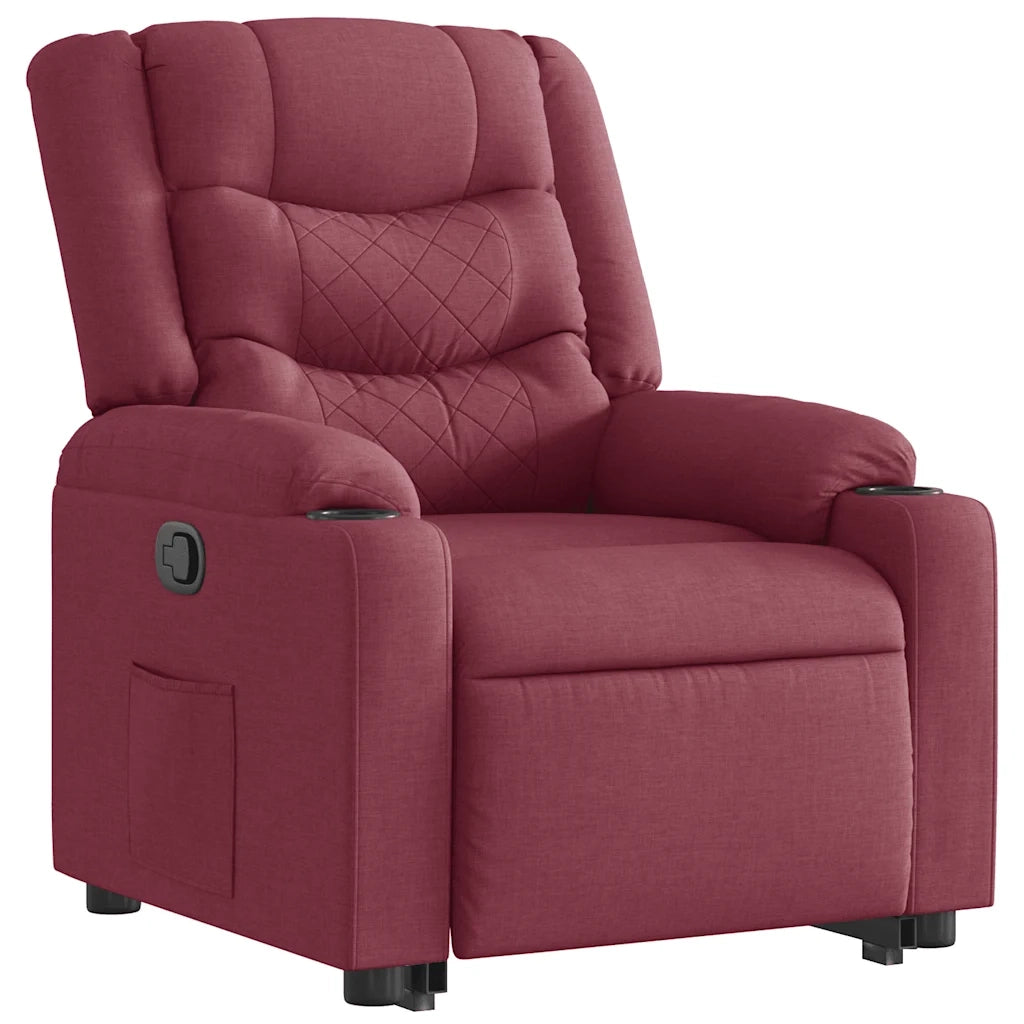 Poltrona Alzapersona Reclinabile Rosso Vino in Tessuto 3310261