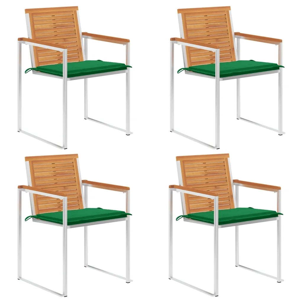 Sedie da Giardino con Cuscini 4 pz in Legno Massello di Acacia cod mxl 76277