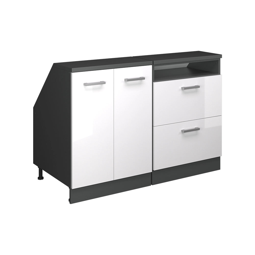 Mobile cucina sottotetto R-Line Bianco lucido/Antracite 120 cm Set di 2 carcasse armadio profondità 60 cm Vicco