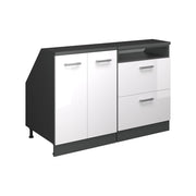 Mobile cucina sottotetto R-Line Bianco lucido/Antracite 120 cm Set di 2 carcasse armadio profondità 60 cm Vicco