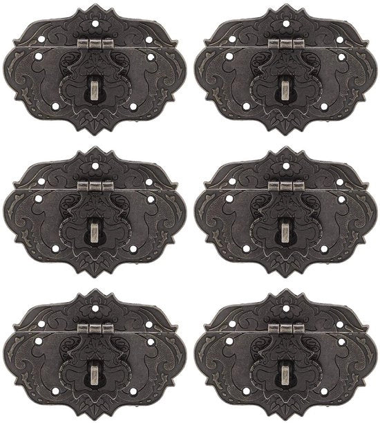 Set di chiusure in bronzo - 6 pezzi - metallo duraturo - decorativo e funzionale - dimensioni 8x4x2x0,6 cm - Hasp